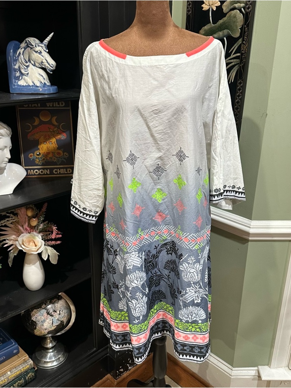 Anthropologies Kavita Bhartia Hand‑Painted Dress– Size Large